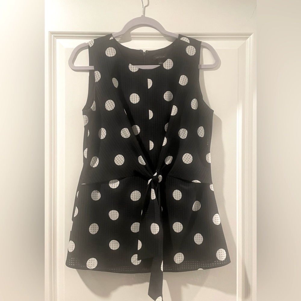 Ann Taylor Polka Dot Peplum Top